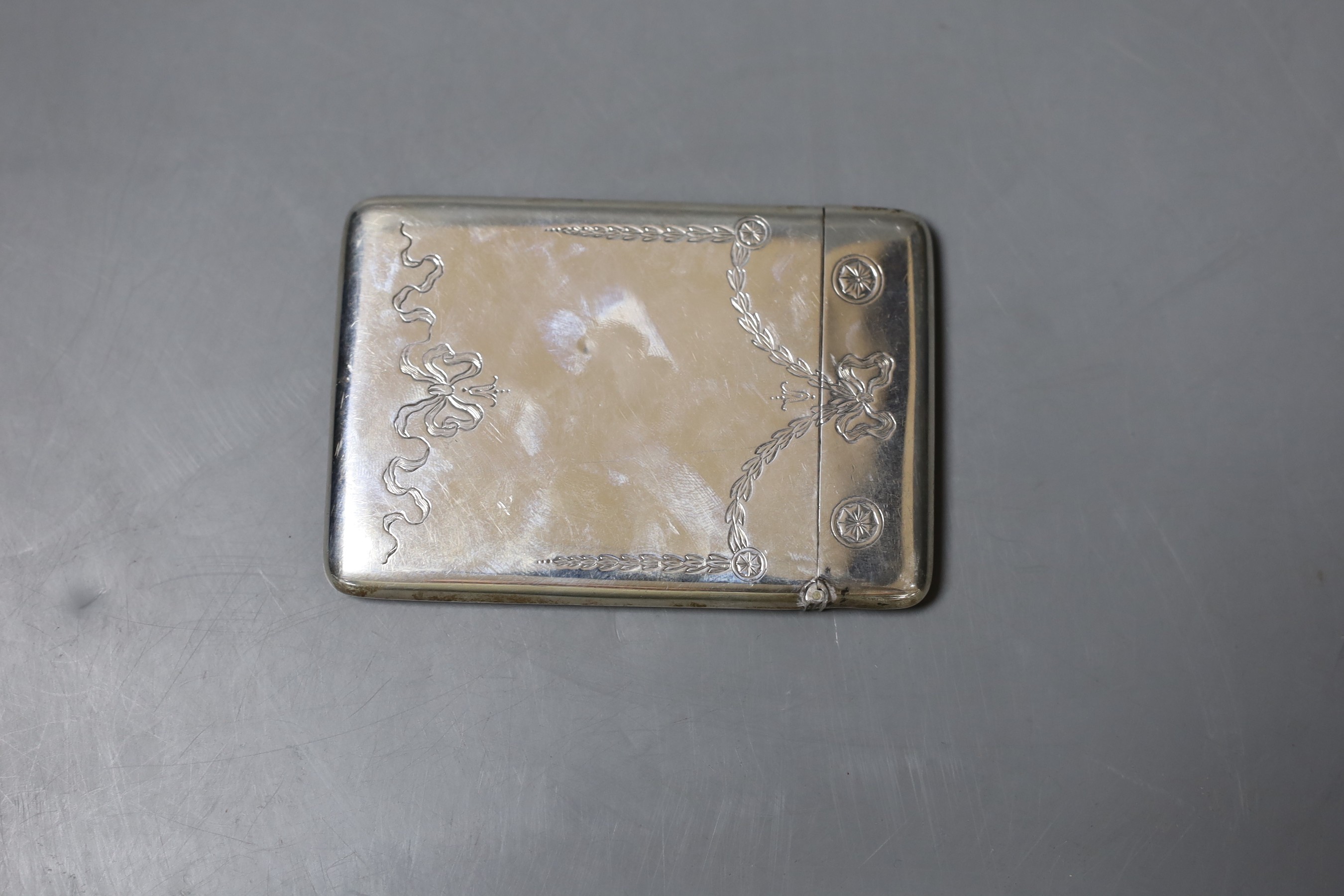 A late 19th/early 20thh century silver card case, William M. Hayes, Birmingham, no date letter, 10.2cm.